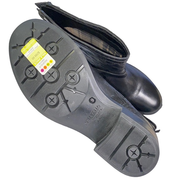 NWT Aquatalia Black Quilted Leather Moto Boots size 9 - Picture 9 of 11